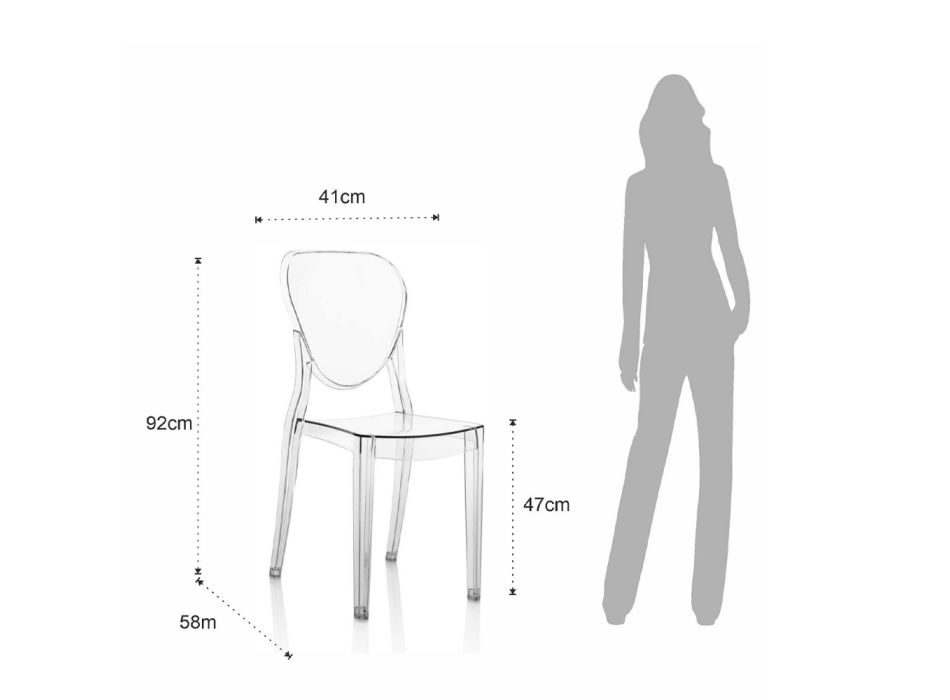 4 buiten- en binnenstoelen in transparant polycarbonaat - Spinosa Viadurini