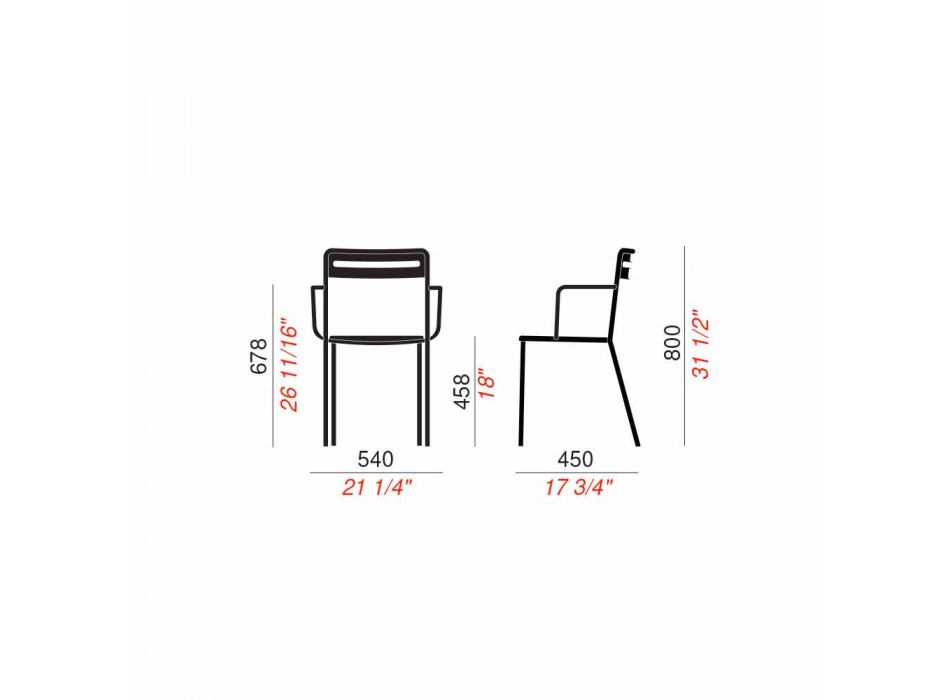 4 stapelbare metalen stoelen voor buiten gemaakt in Italië - Yolonda Viadurini
