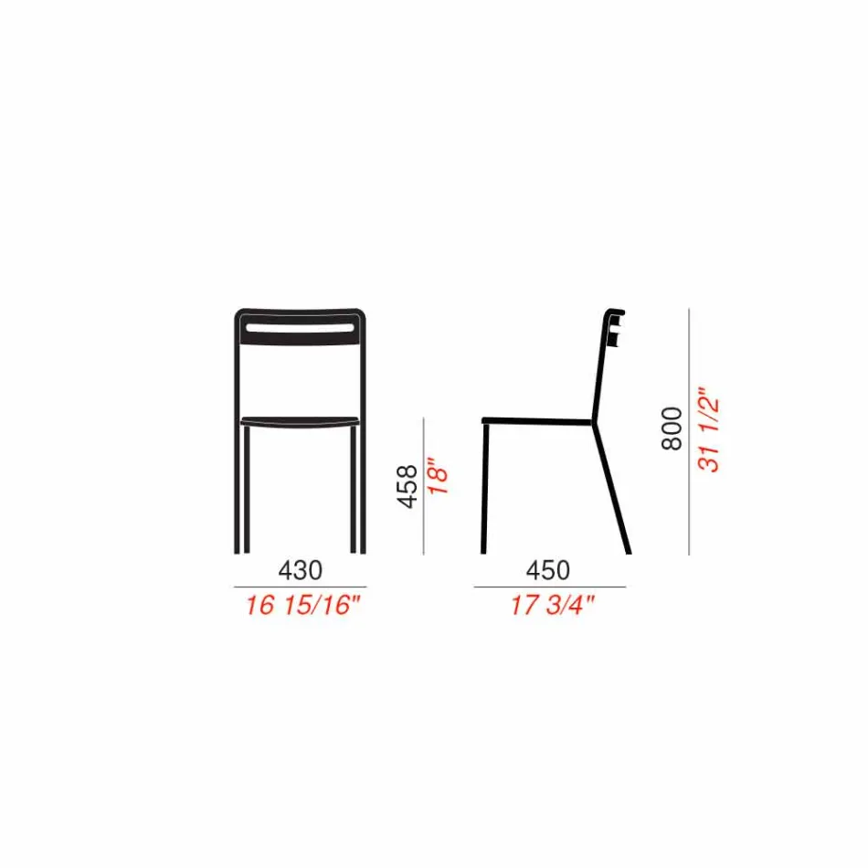 4 stapelbare metalen stoelen voor buiten gemaakt in Italië - Yolonda Viadurini