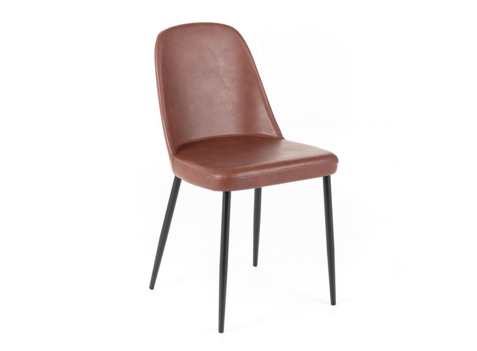 4 binnenstoelen in zacht aanvoelende kleuren en metalen poten - Hugo Viadurini