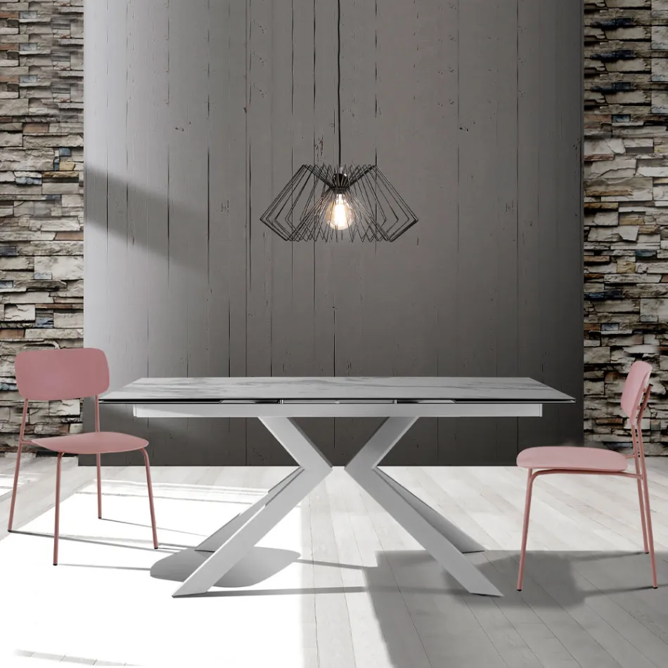 4 eetkamerstoelen in staal en polypropyleen - Aquila Viadurini