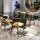 4 eetkamerstoelen van massief essenhout en stof Made in Italy - Sulu Viadurini