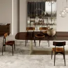 4 eetkamerstoelen van massief essenhout en stof Made in Italy - Sulu Viadurini