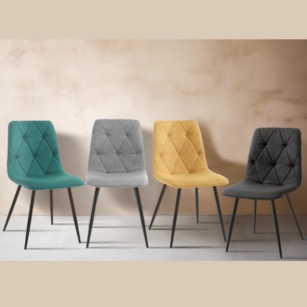 4 eetkamerstoelen in Easy Clean-stof en metalen poten - Ligurië Viadurini