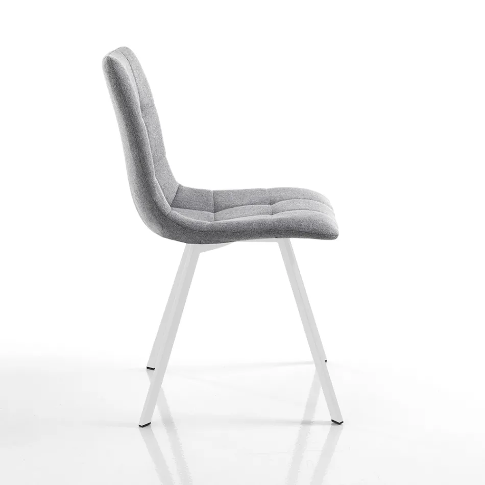 4 woonkamerstoelen met gevoerde zitting bekleed met stof - Romagna Viadurini