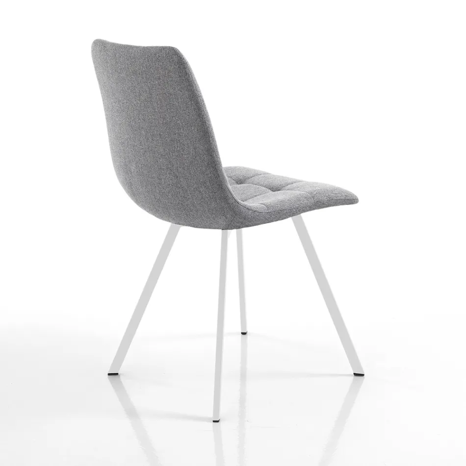 4 woonkamerstoelen met gevoerde zitting bekleed met stof - Romagna Viadurini