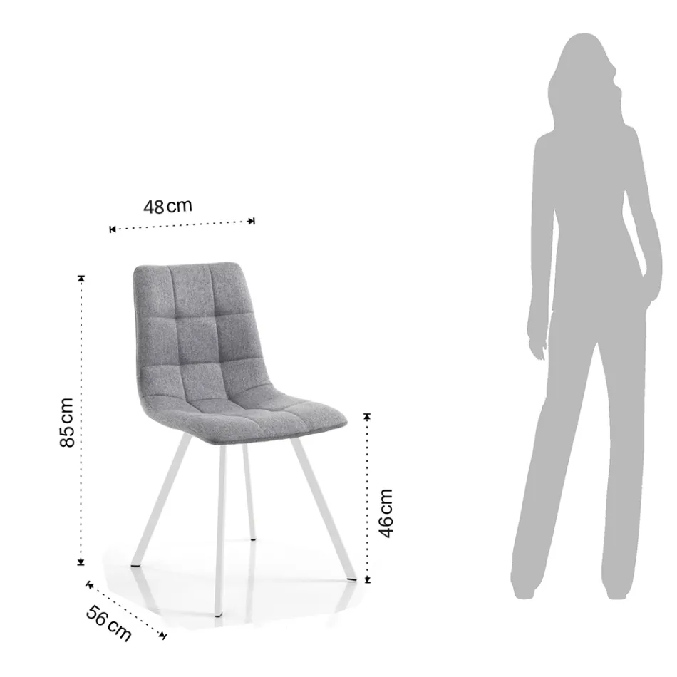 4 woonkamerstoelen met gevoerde zitting bekleed met stof - Romagna Viadurini