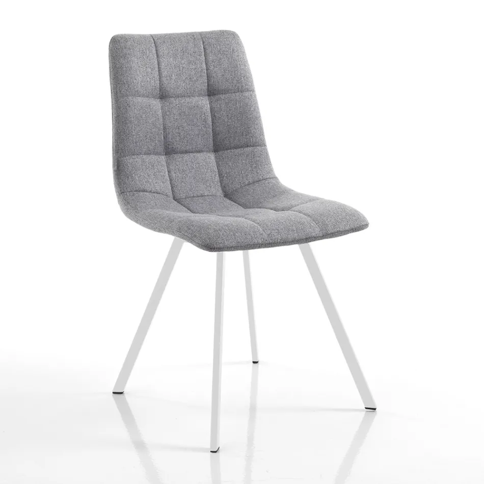 4 woonkamerstoelen met gevoerde zitting bekleed met stof - Romagna Viadurini