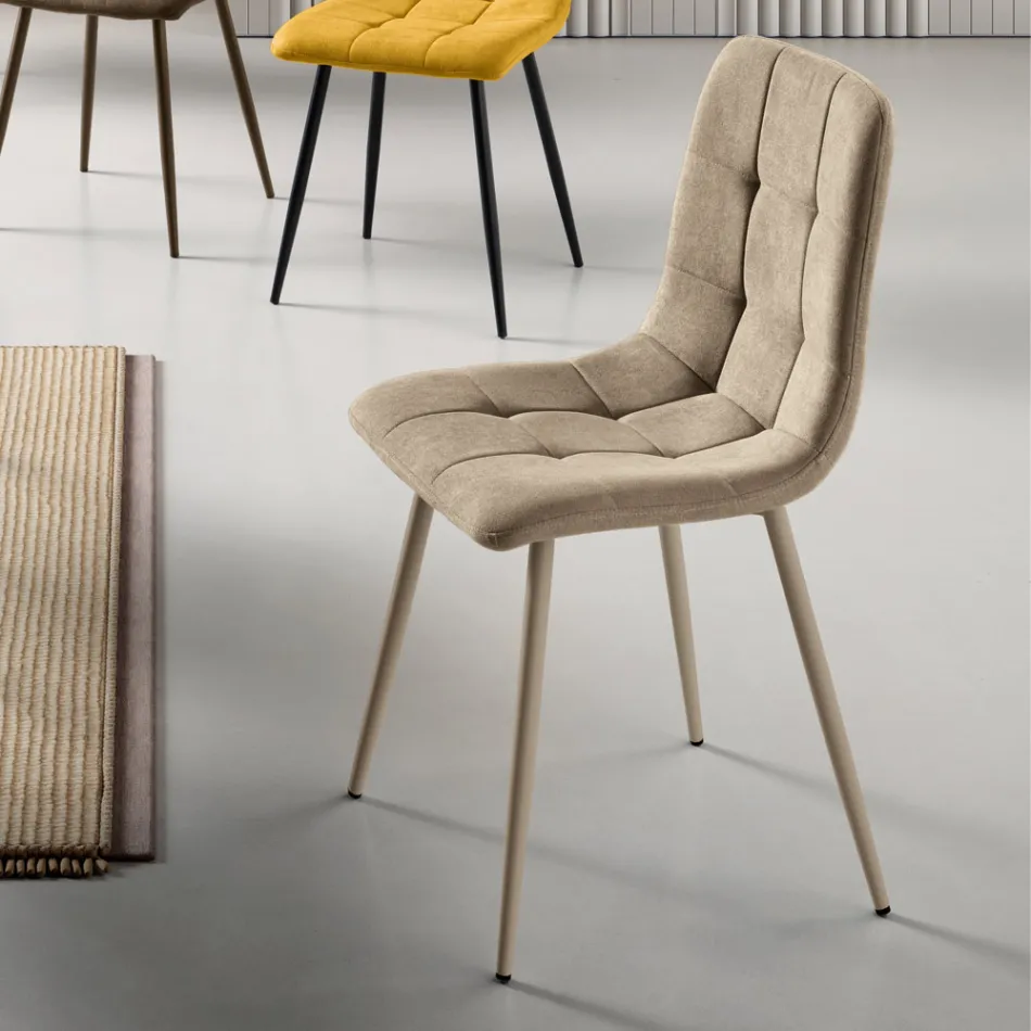 4 woonkamerstoelen met stoffen zittingen in verschillende kleuren - Huidig Viadurini