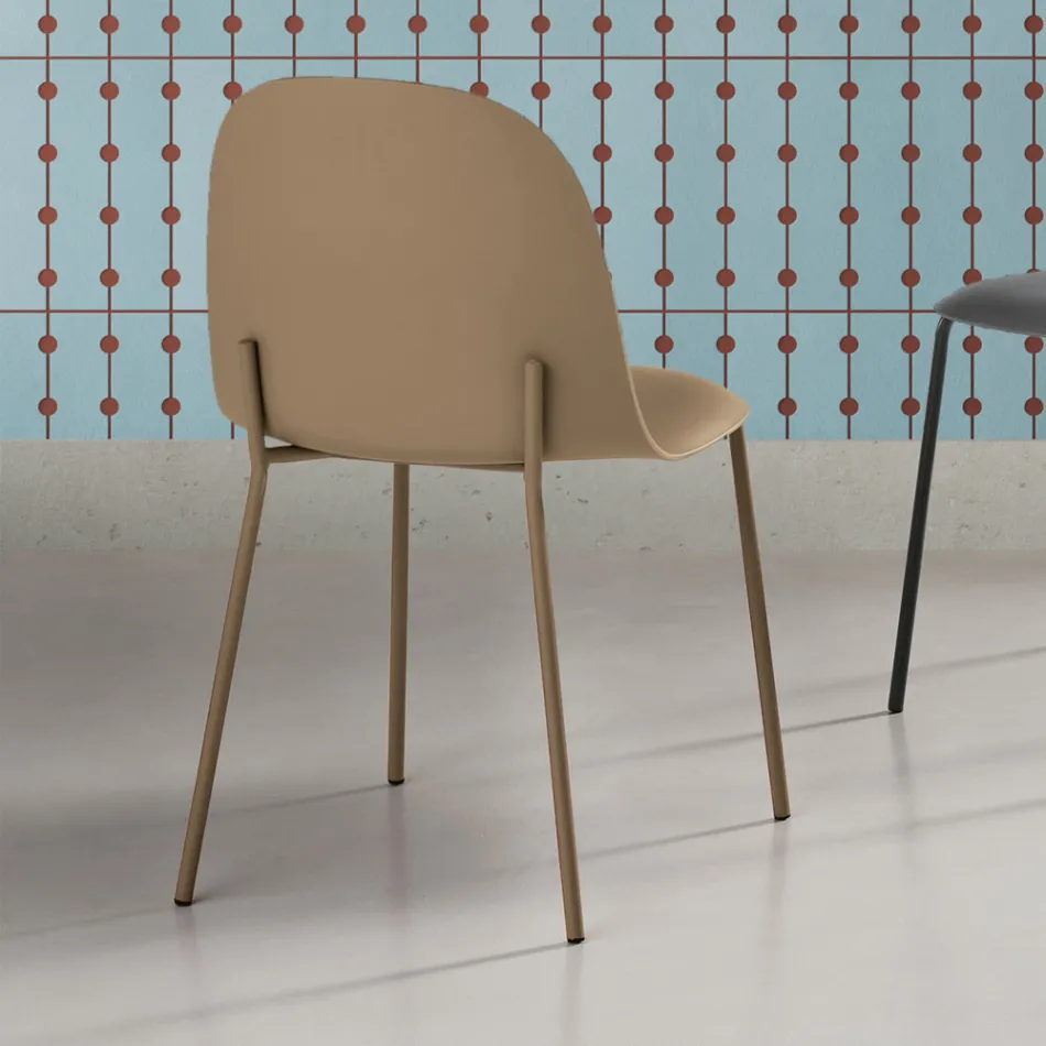 4 woonkamerstoelen van polypropyleen met metalen frame - Dinamo Viadurini
