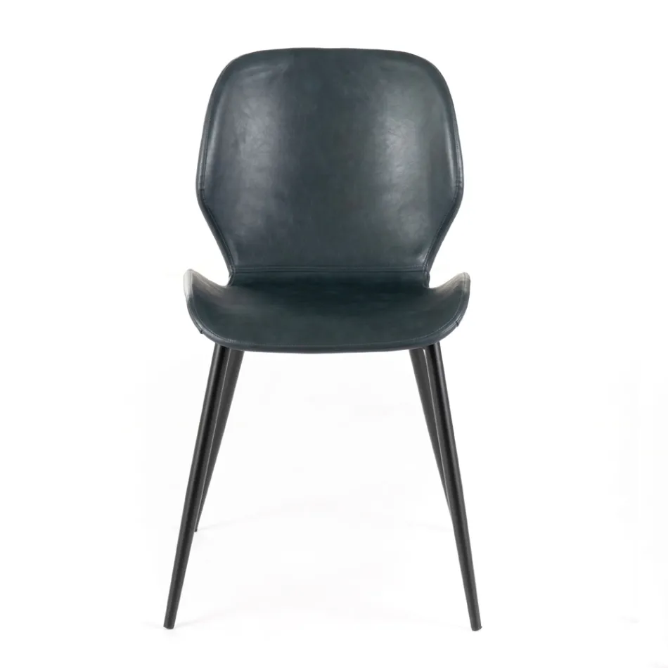 4 woonkamerstoelen in zacht aanvoelende kleuren en metalen poten - Spritz Viadurini