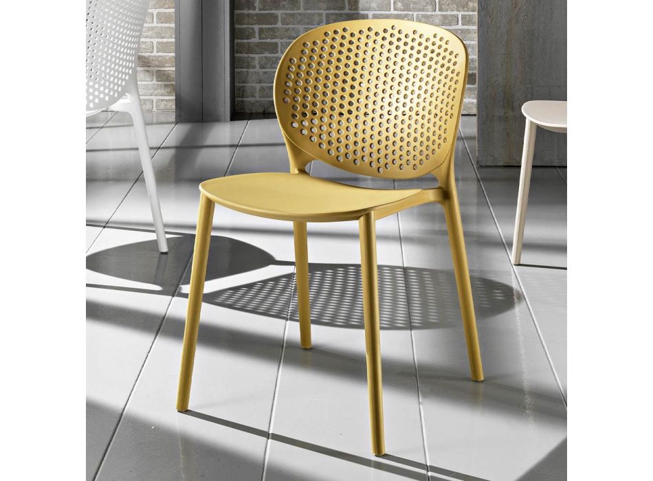 4 modern design gekleurde stapelbare polypropyleen stoelen - Pocahontas Viadurini
