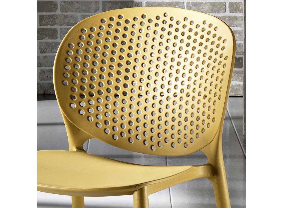 4 modern design gekleurde stapelbare polypropyleen stoelen - Pocahontas