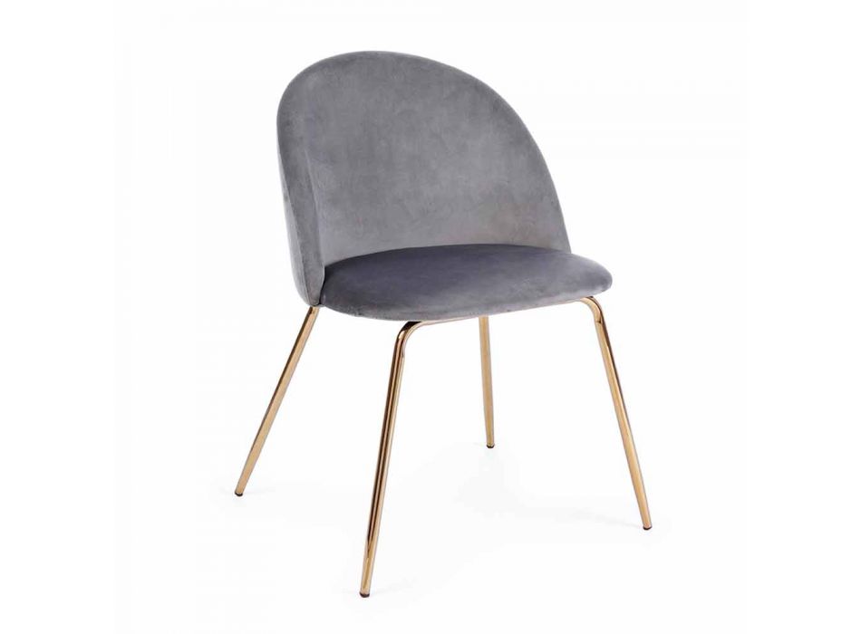 4 design stoelen bekleed met fluweel met stalen structuur Homemotion - Dania