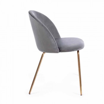 4 design stoelen bekleed met fluweel met stalen structuur Homemotion - Dania