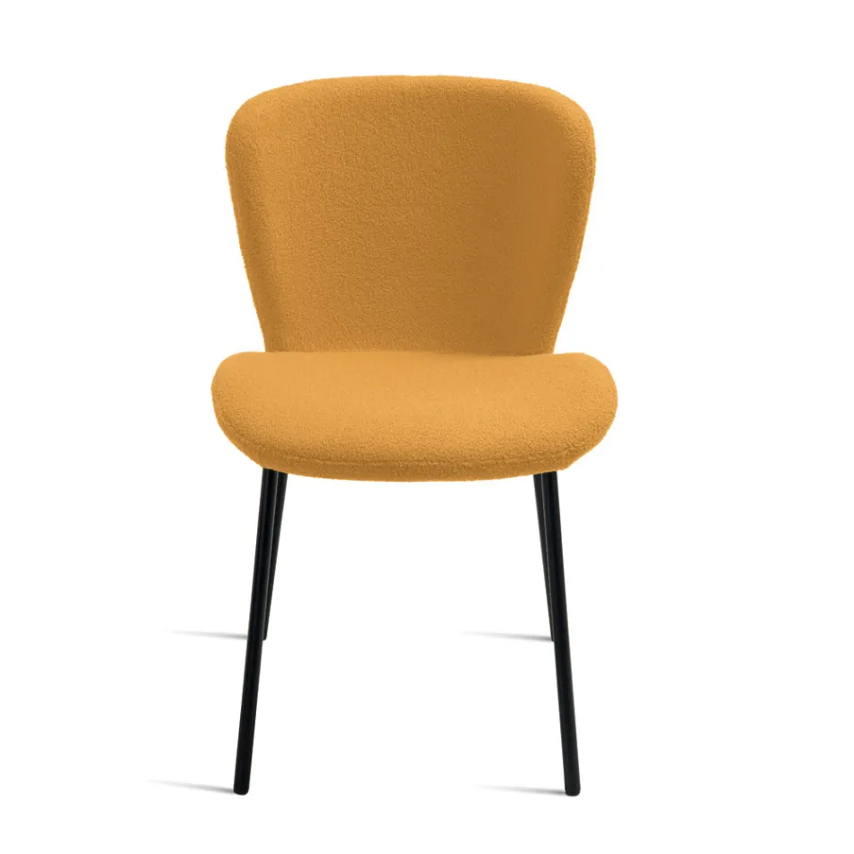 4 gestoffeerde stoelen in boucléstof met zwart metalen frame - Tiziana Viadurini