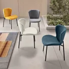 4 gestoffeerde stoelen in boucléstof met zwart metalen frame - Tiziana Viadurini