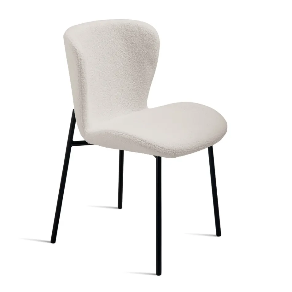 4 gestoffeerde stoelen in boucléstof met zwart metalen frame - Tiziana Viadurini