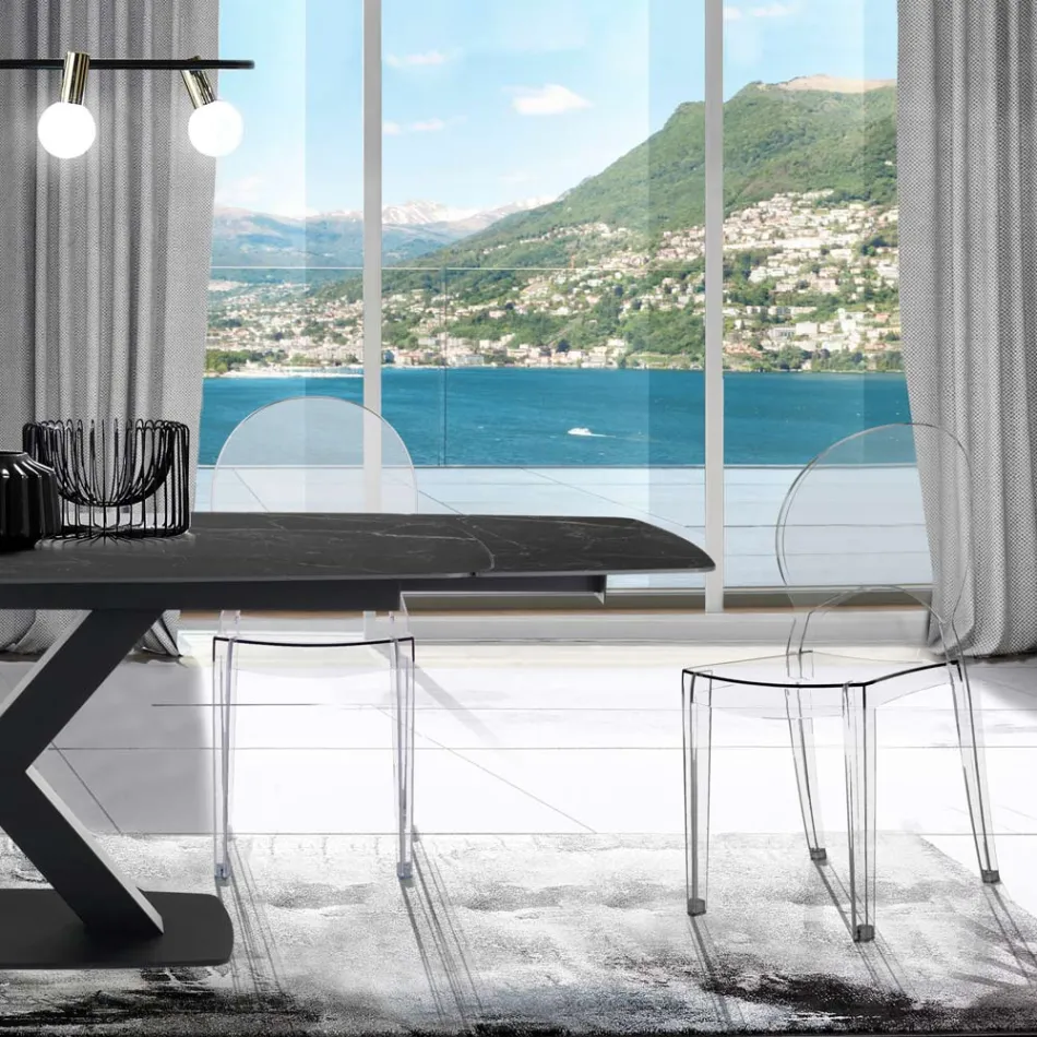 4 stapelbare buiten- en binnenstoelen van polycarbonaat - paard Viadurini