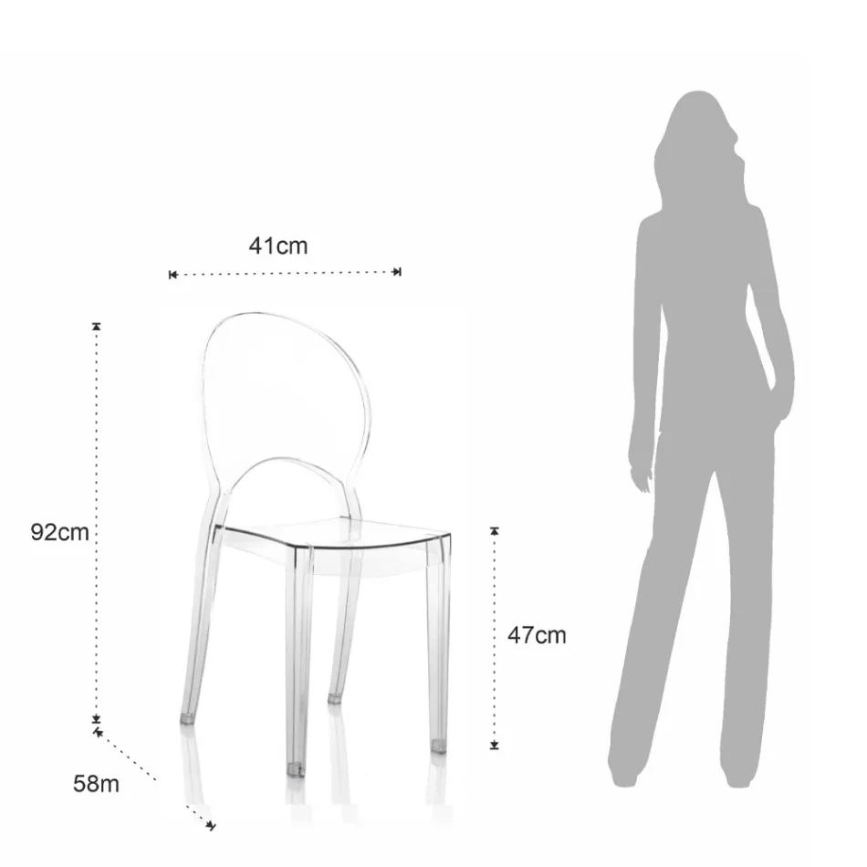 4 stapelbare buiten- en binnenstoelen van polycarbonaat - paard Viadurini