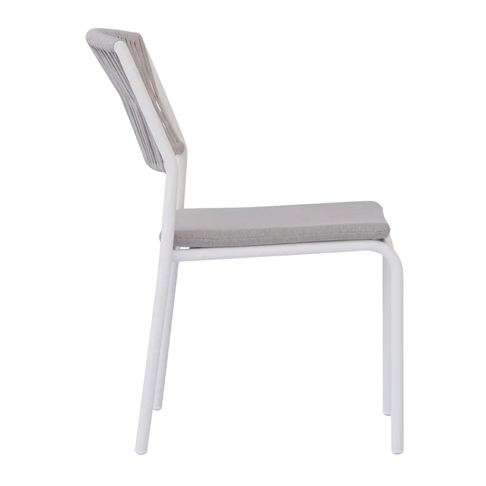 4 stapelbare tuinstoelen van aluminium en touw - Lunaris Viadurini