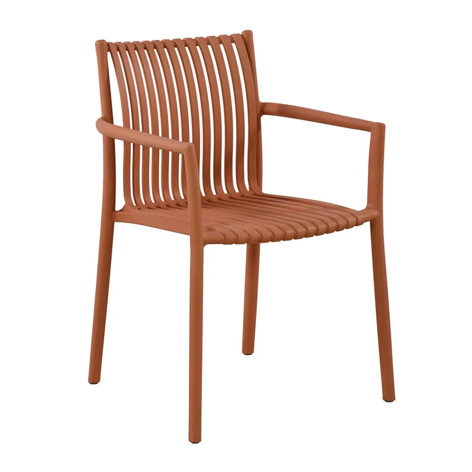 4 stapelbare tuinstoelen van uv-bestendig polypropyleen - Ondara Viadurini