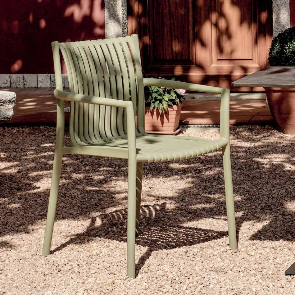 4 stapelbare tuinstoelen van uv-bestendig polypropyleen - Ondara Viadurini