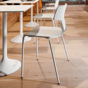 4 stapelbare stoelen in metaal en polypropyleen Made in Italy - Clarinda