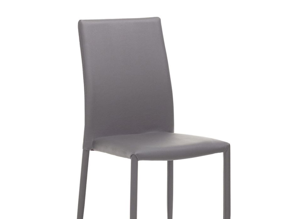 4 metalen stoelen volledig bedekt met kunstleer - Rania Viadurini