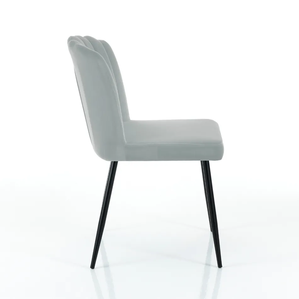 4 stoelen in microvezelstof met grijs fluweeleffect - Abrikoos Viadurini