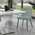 4 stoelen in microvezelstof met grijs fluweeleffect - Abrikoos Viadurini