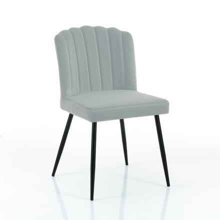 4 stoelen in microvezelstof met grijs fluweeleffect - Abrikoos Viadurini