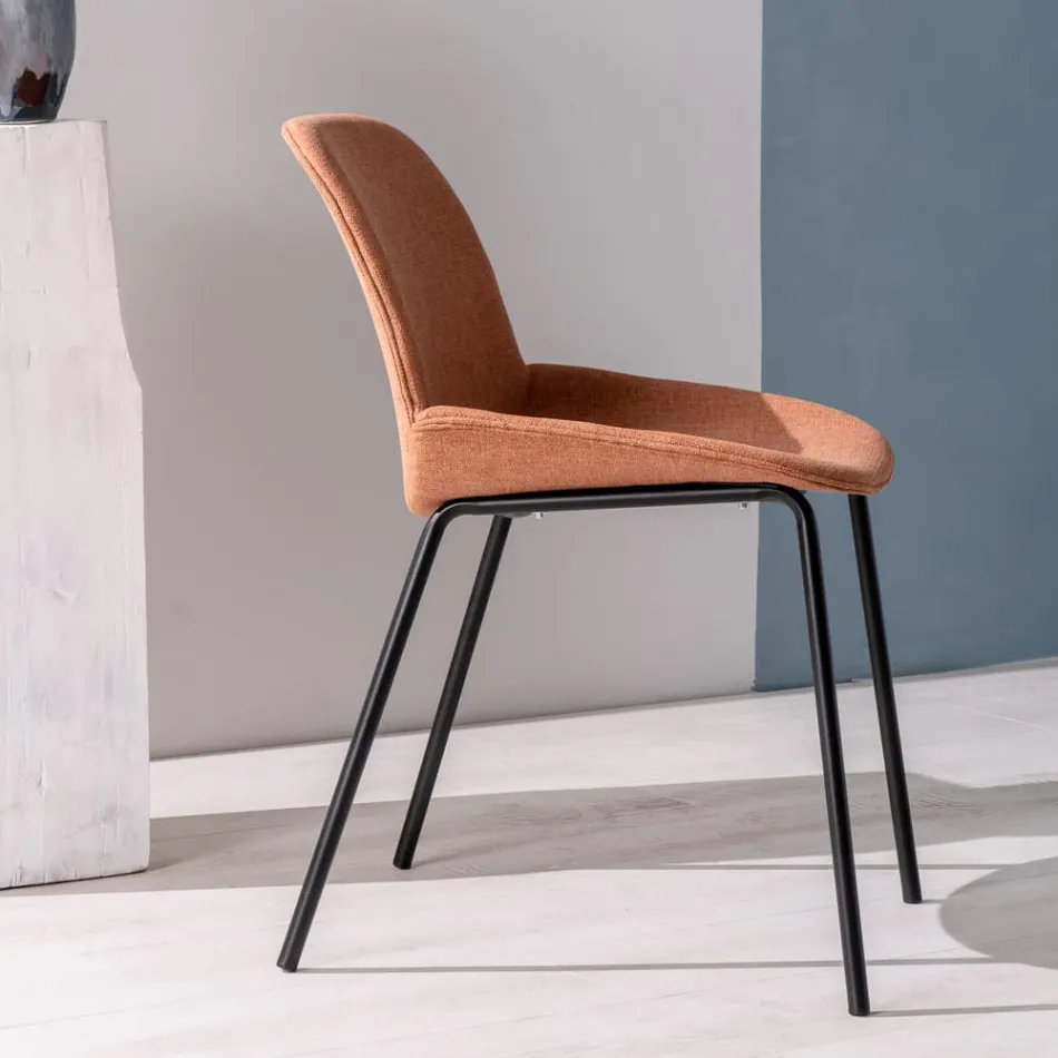 4 stoffen stoelen, structuur van polypropyleen en metalen poten - Patchulli Viadurini