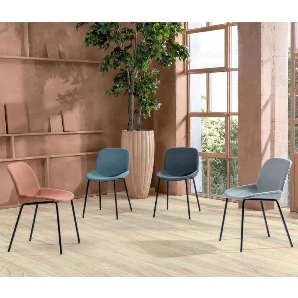 4 stoffen stoelen, structuur van polypropyleen en metalen poten - Patchulli Viadurini