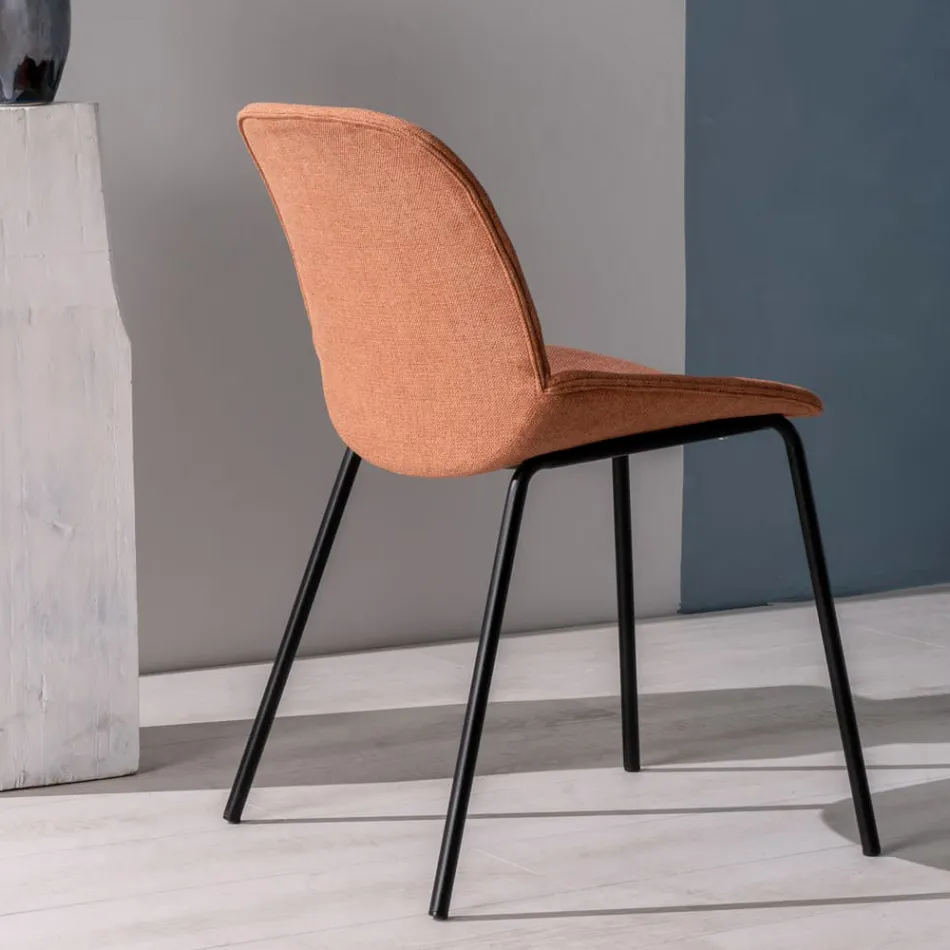 4 stoffen stoelen, structuur van polypropyleen en metalen poten - Patchulli Viadurini