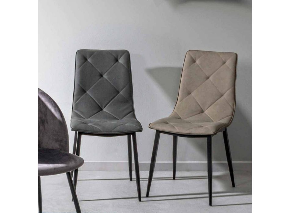 4 moderne stoelen bekleed met kunstleer met stalen onderstel Homemotion - Daisa
