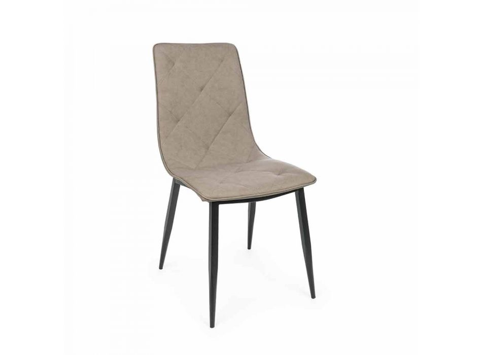 4 moderne stoelen bekleed met kunstleer met stalen onderstel Homemotion - Daisa Viadurini