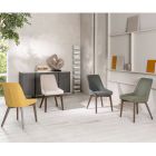 4 stoelen voor de woonkamer gemaakt van stof in verschillende kleuren en hout - vanille Viadurini