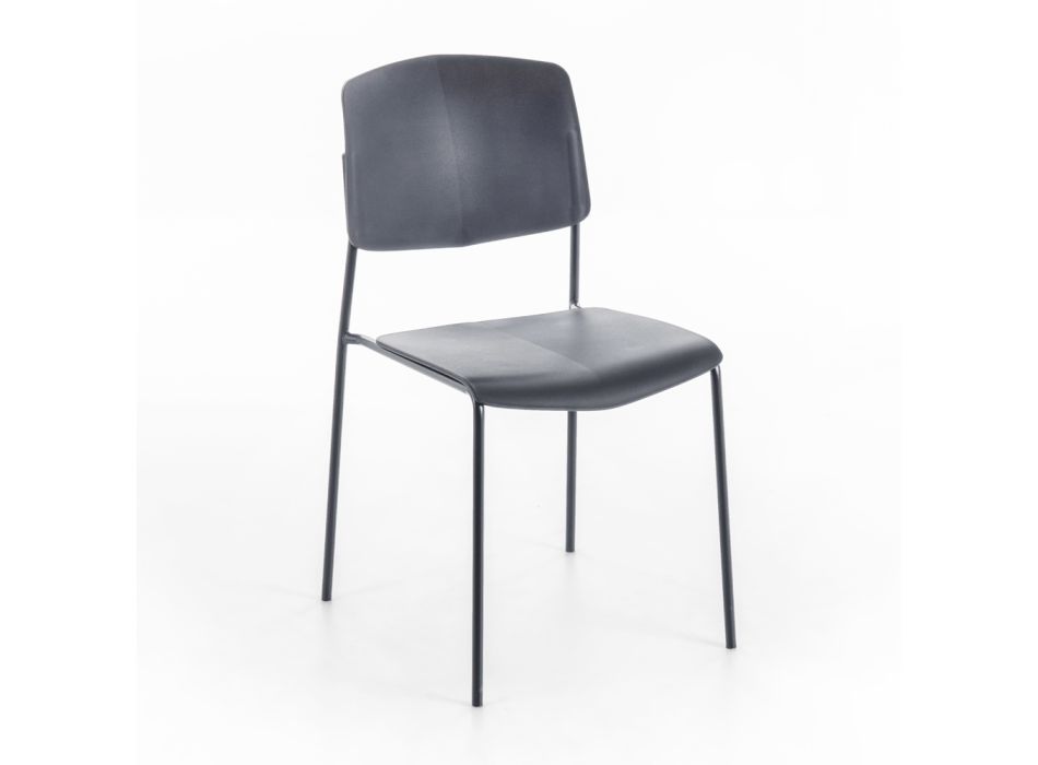 4 stoelen gemaakt met polypropyleen zitting met verschillende afwerkingen en metaal - Daiquiri Viadurini