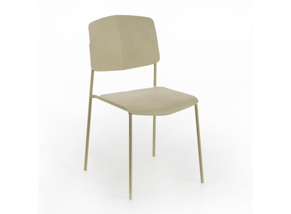 4 stoelen gemaakt met polypropyleen zitting met verschillende afwerkingen en metaal - Daiquiri Viadurini