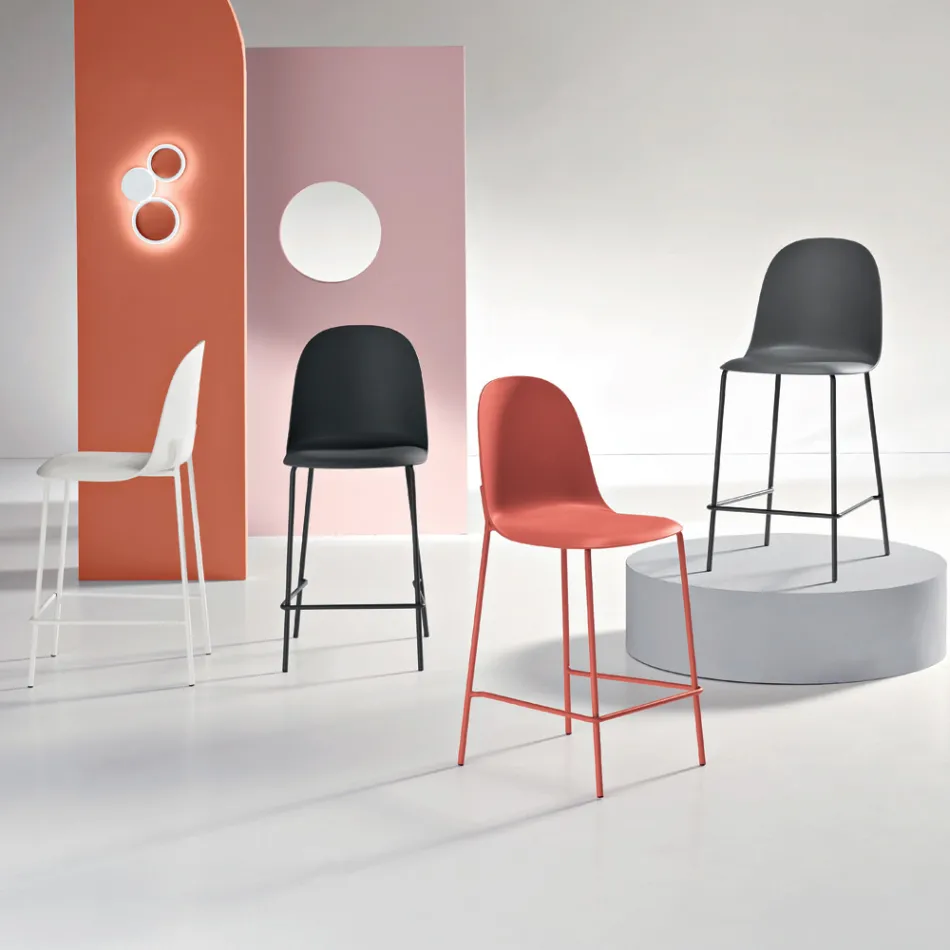 4 woonkamerstoelen van polypropyleen met metalen frame - Dinamo Viadurini