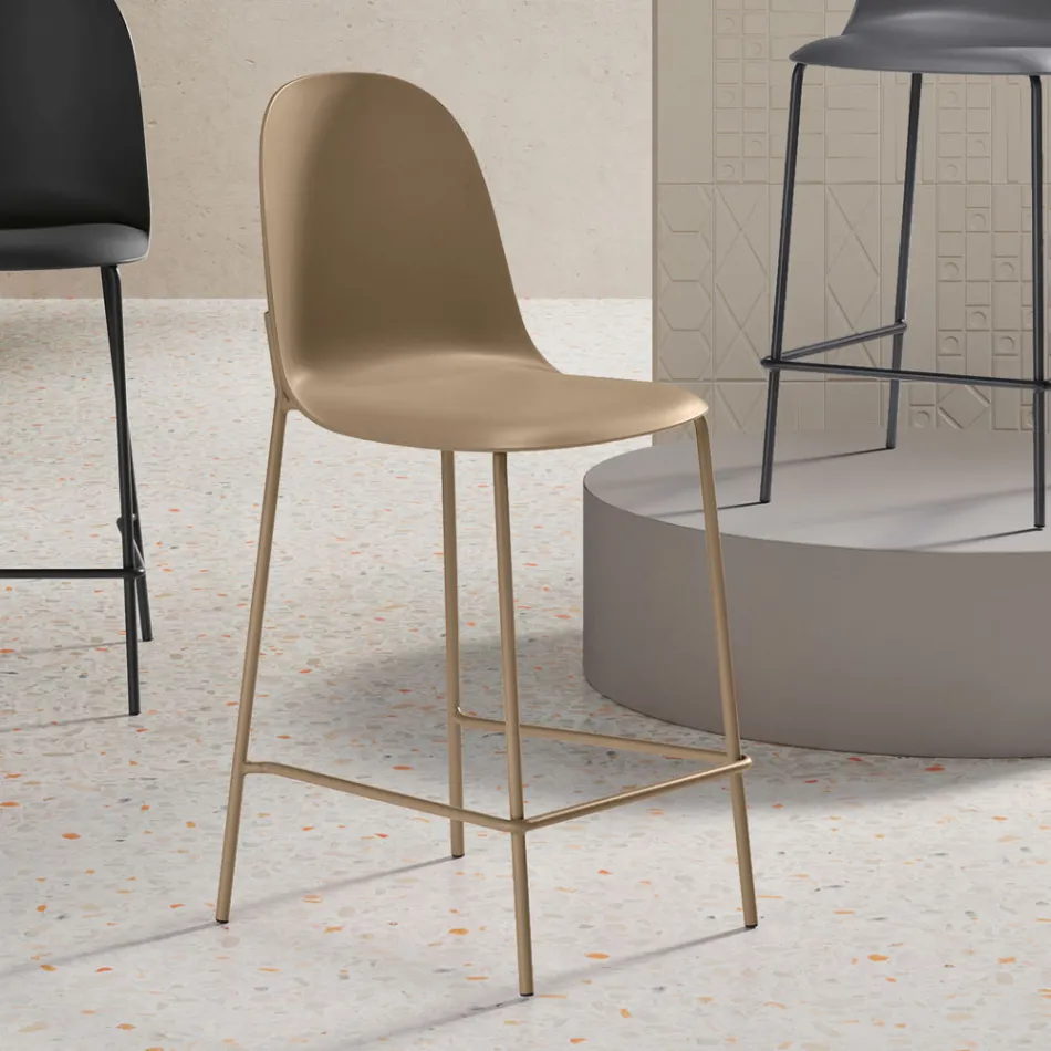 4 woonkamerstoelen van polypropyleen met metalen frame - Dinamo Viadurini