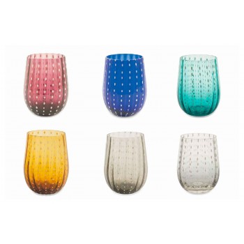 6 gekleurde en moderne glazen glazen voor elegante waterbediening - Perzië