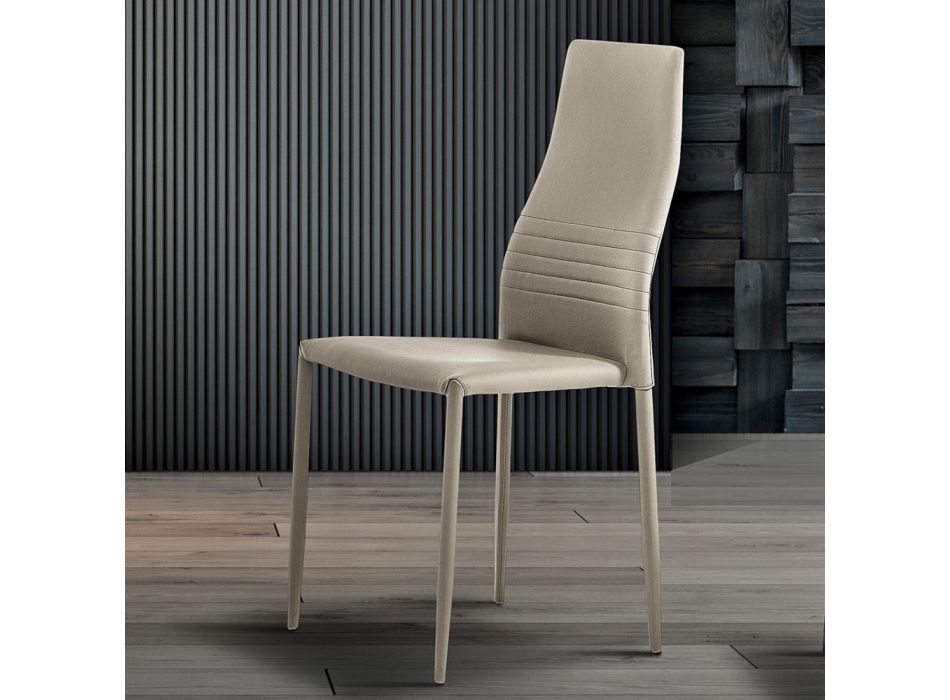 6 stapelbare stoelen in gekleurd eco-leer modern design voor woonkamer - Merida