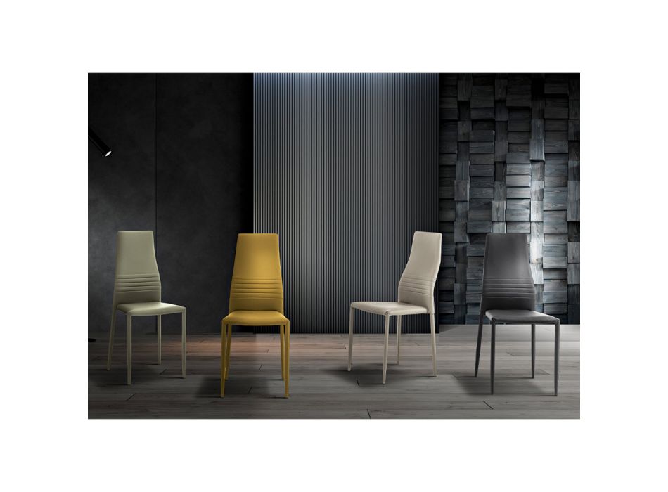 6 stapelbare stoelen in gekleurd eco-leer modern design voor woonkamer - Merida