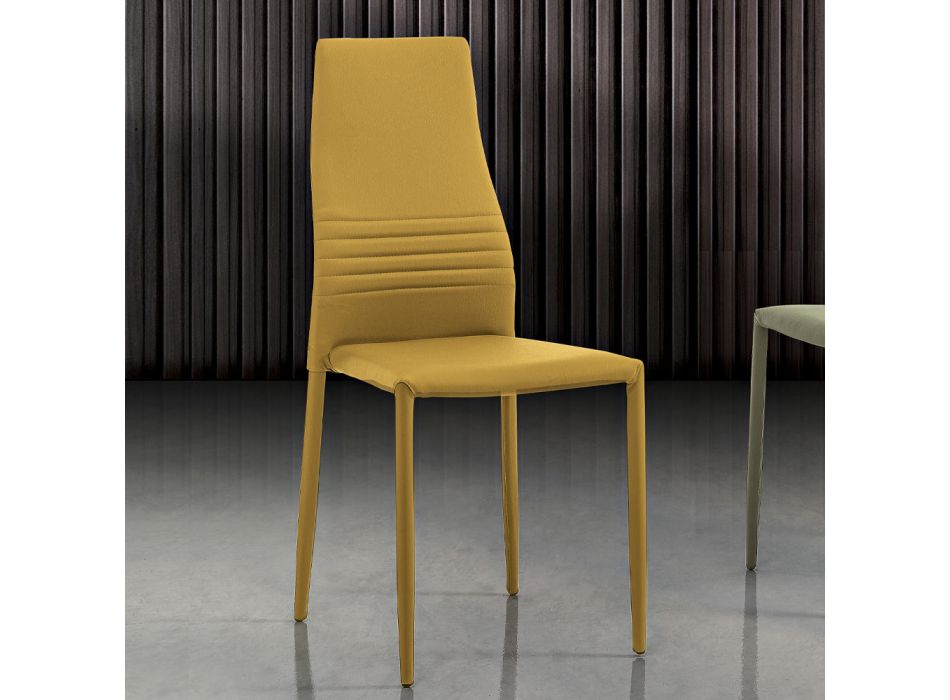 6 stapelbare stoelen in gekleurd kunstleer modern design voor de woonkamer - Merida Viadurini