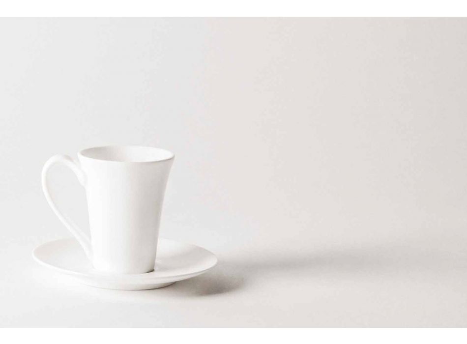 6 porseleinen koffiekopjes met koffiepot en suikerpot - Romilda Viadurini