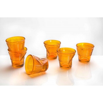 6 koffiekopjes Verfrommelde glazen in gekleurd designglas - Sarabi