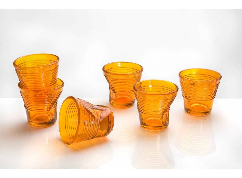 6 koffiekopjes Verfrommelde glazen in gekleurd designglas - Sarabi Viadurini