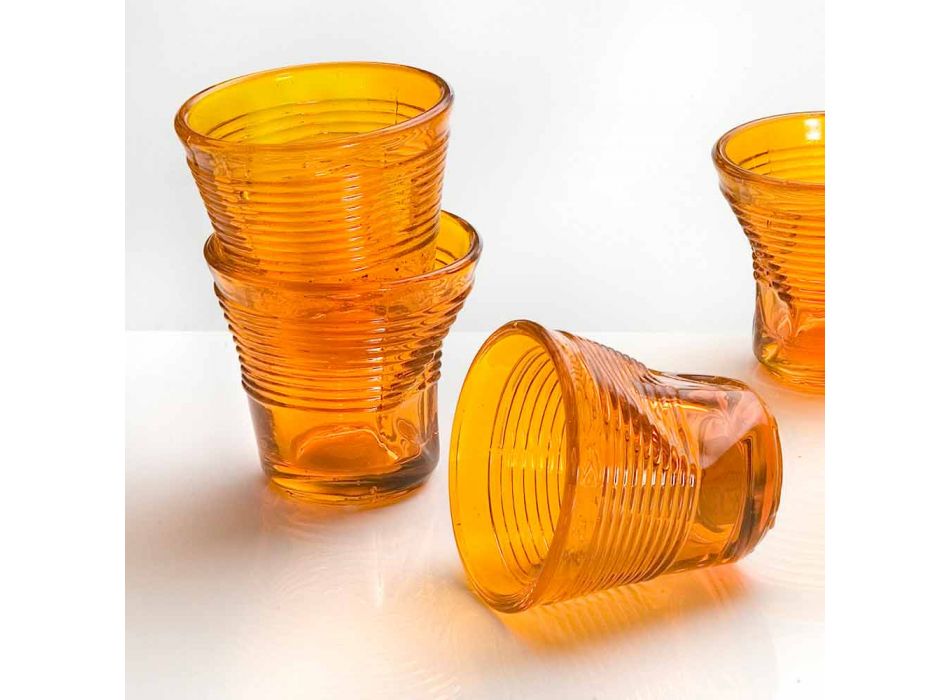 6 koffiekopjes Verfrommelde glazen in gekleurd designglas - Sarabi Viadurini